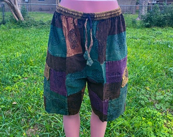 Beautiful boho patchwork hippie shorts unisex men/women