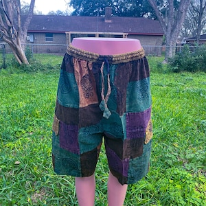 Beautiful boho patchwork hippie shorts unisex men/women