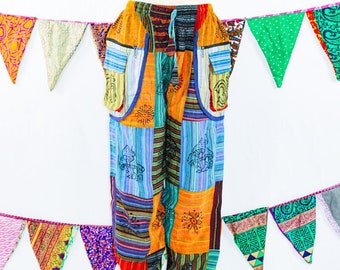 Baggy paddestoel patchwork broek boho hippie broek