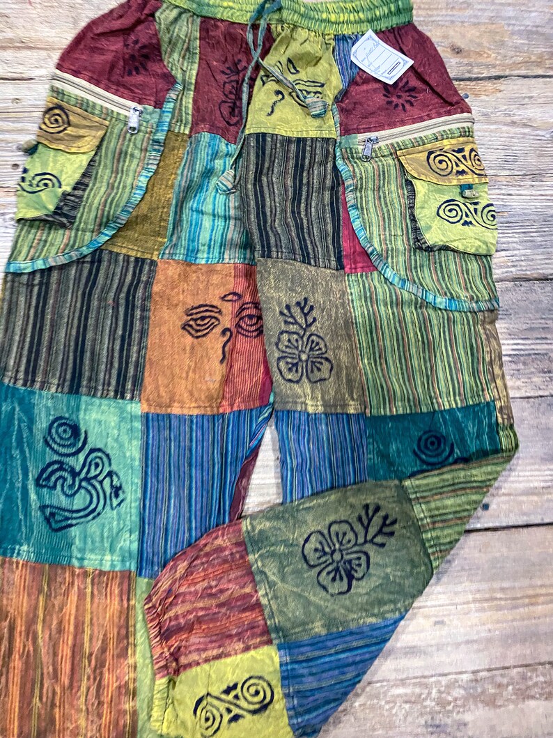 Boho Hippie Patchwork Pants With Big Box Pockets - Etsy