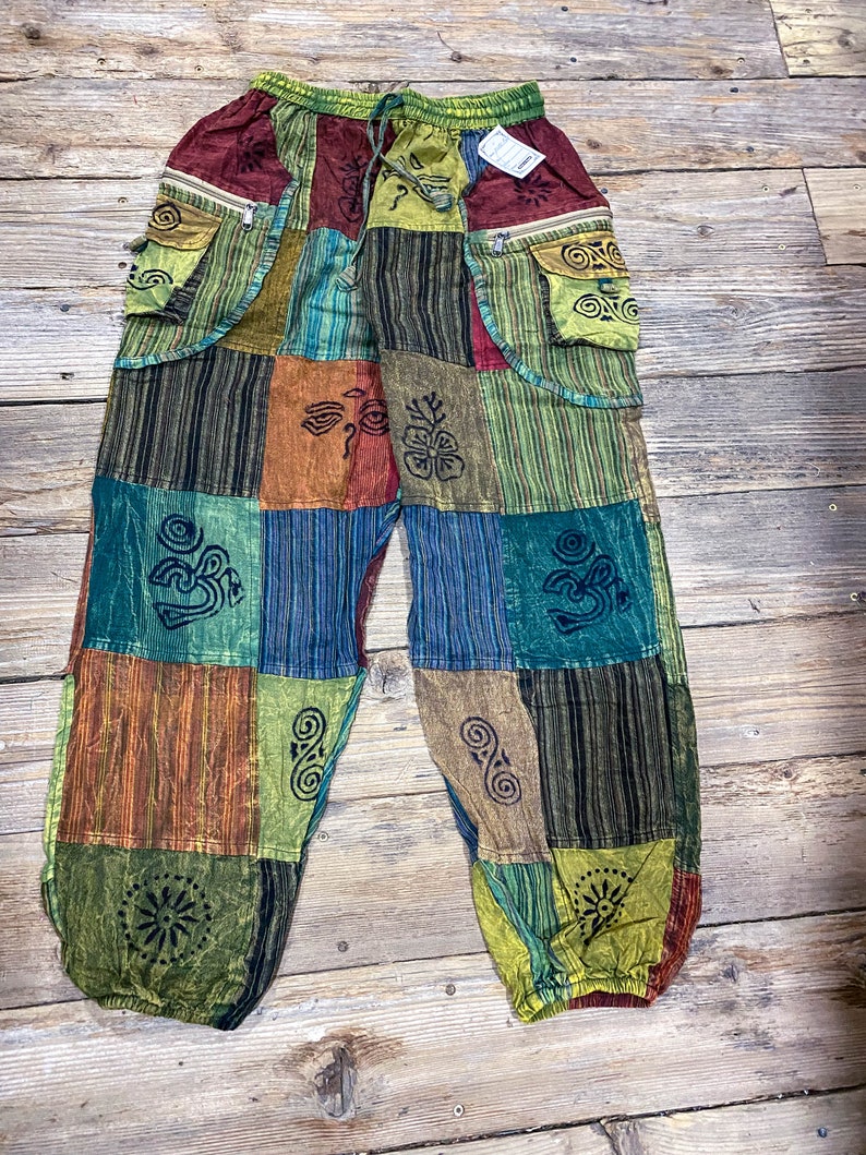 Boho Hippie Patchwork Pants With Big Box Pockets - Etsy