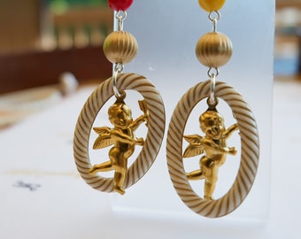 Cupid earrings || angel earrings || oval earrings || love || lucky || cherub earrings || valentines day