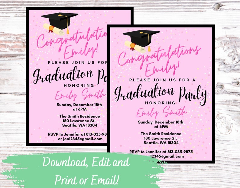 Editable and Printable Graduation Party Invitation Flyer Etsy