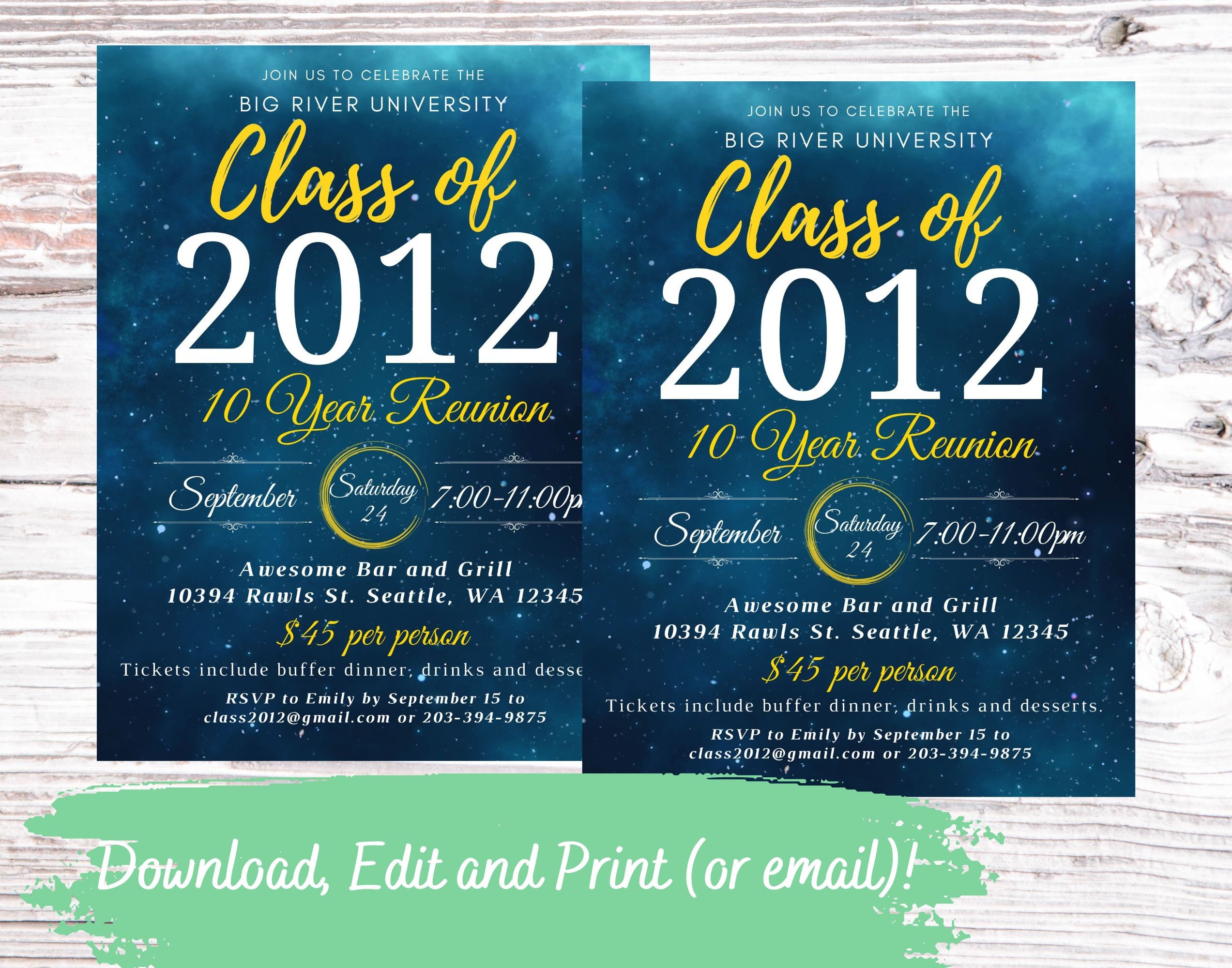 Editable and Printable College or High School Reunion Invitation Flyer ...