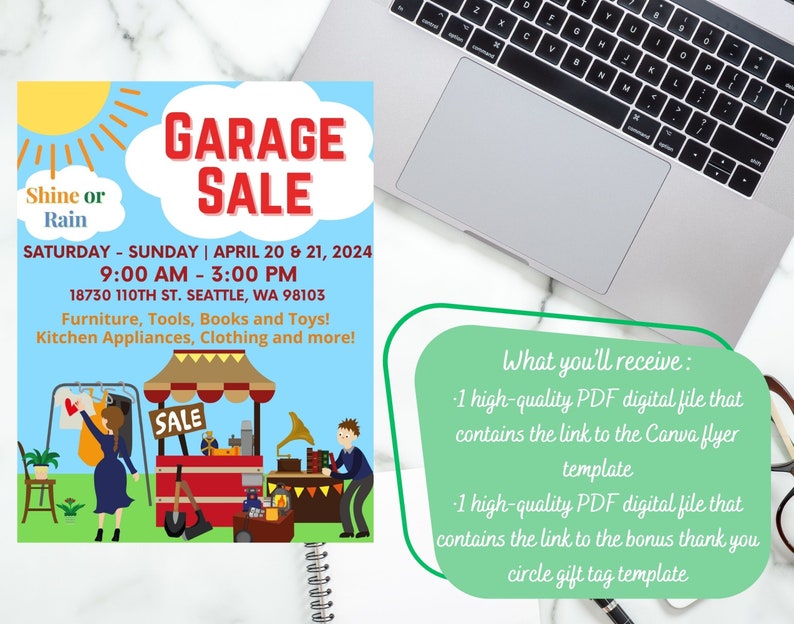 Garage Sale Announcement Flyer Template editable and Printable Digital