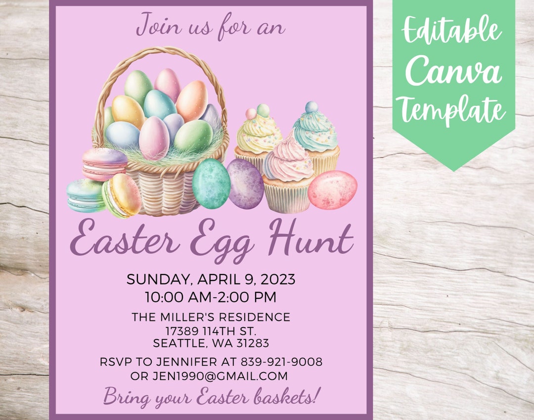 EDITABLE and Printable Easter Egg Hunt Invitation Flyer - Etsy