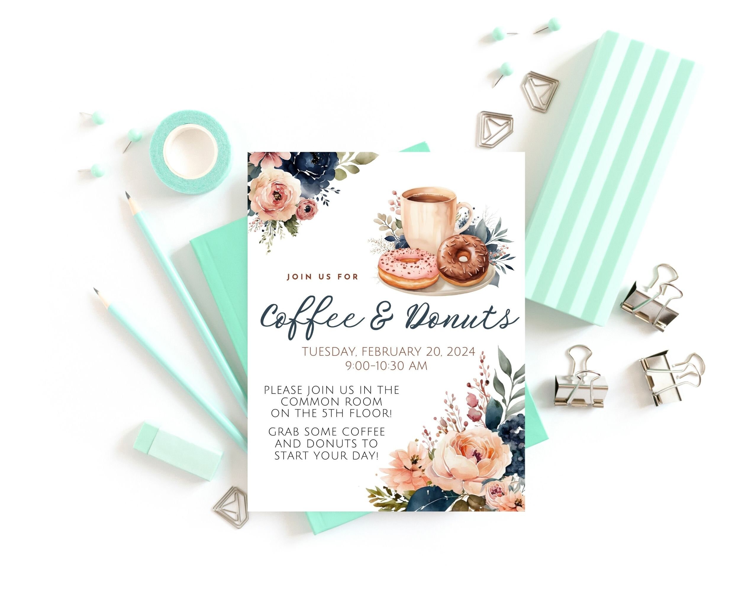 Coffee and Donuts Event Invitation Template editable and Printable