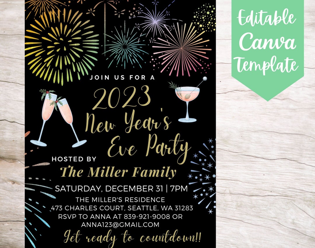 EDITABLE and Printable New Year's Eve Party Invitation Flyer Template ...