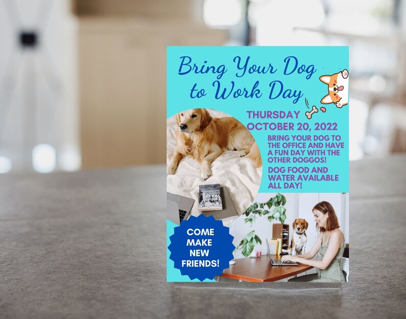 Editable and Printable Bring Your Dog to Work Template Bundle, Instant ...