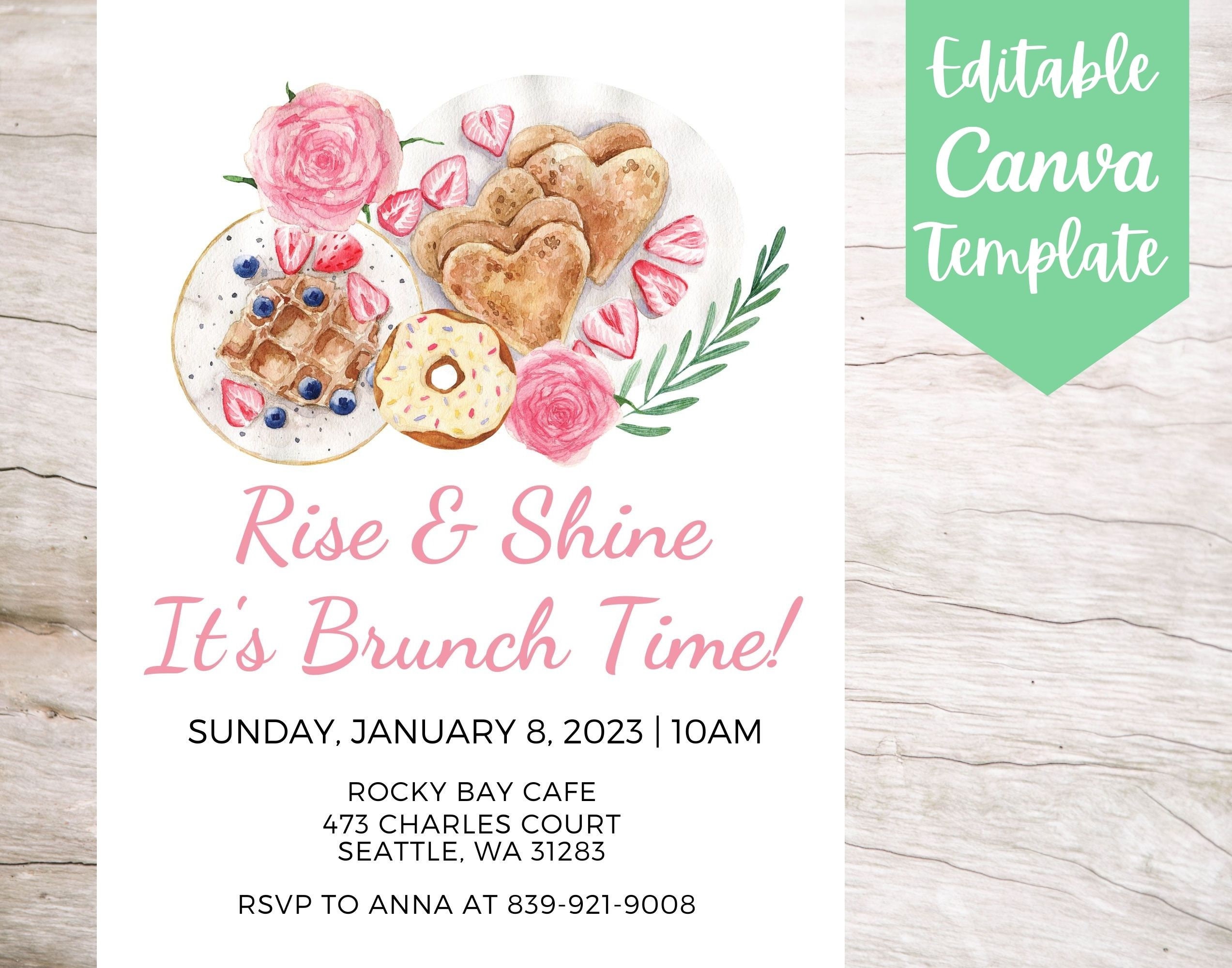 EDITABLE and Printable Rise and Shine It's Brunch Time Invitation Flyer ...