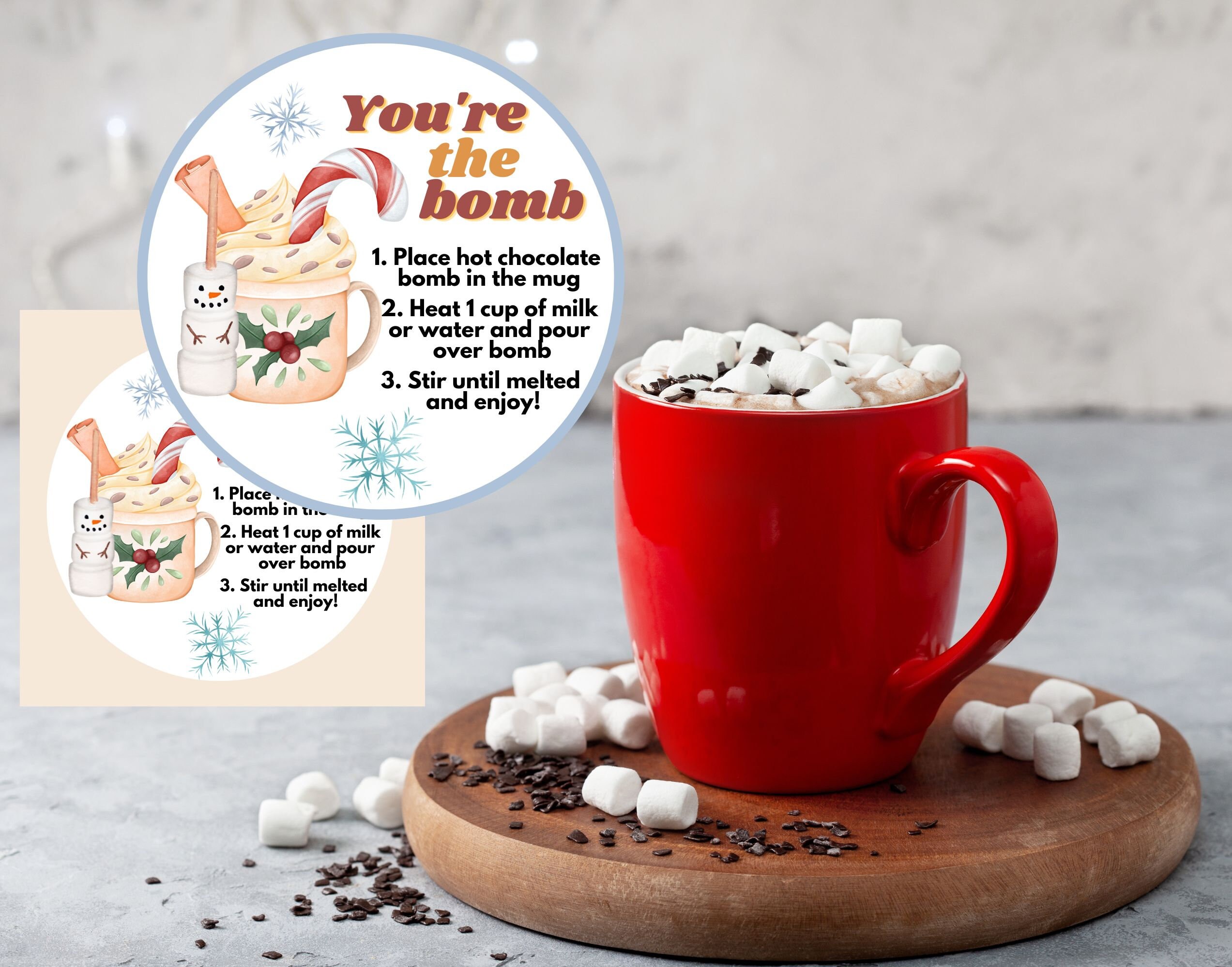 Editable and Printable Hot Chocolate Bomb Square and Circle Gift Tags ...