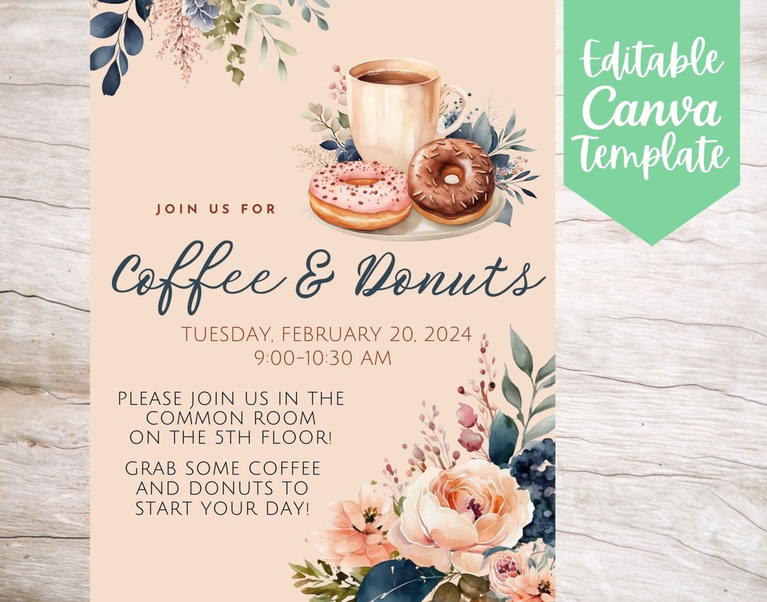 Coffee and Donuts Event Flyer Template (editable and Printable Digital ...