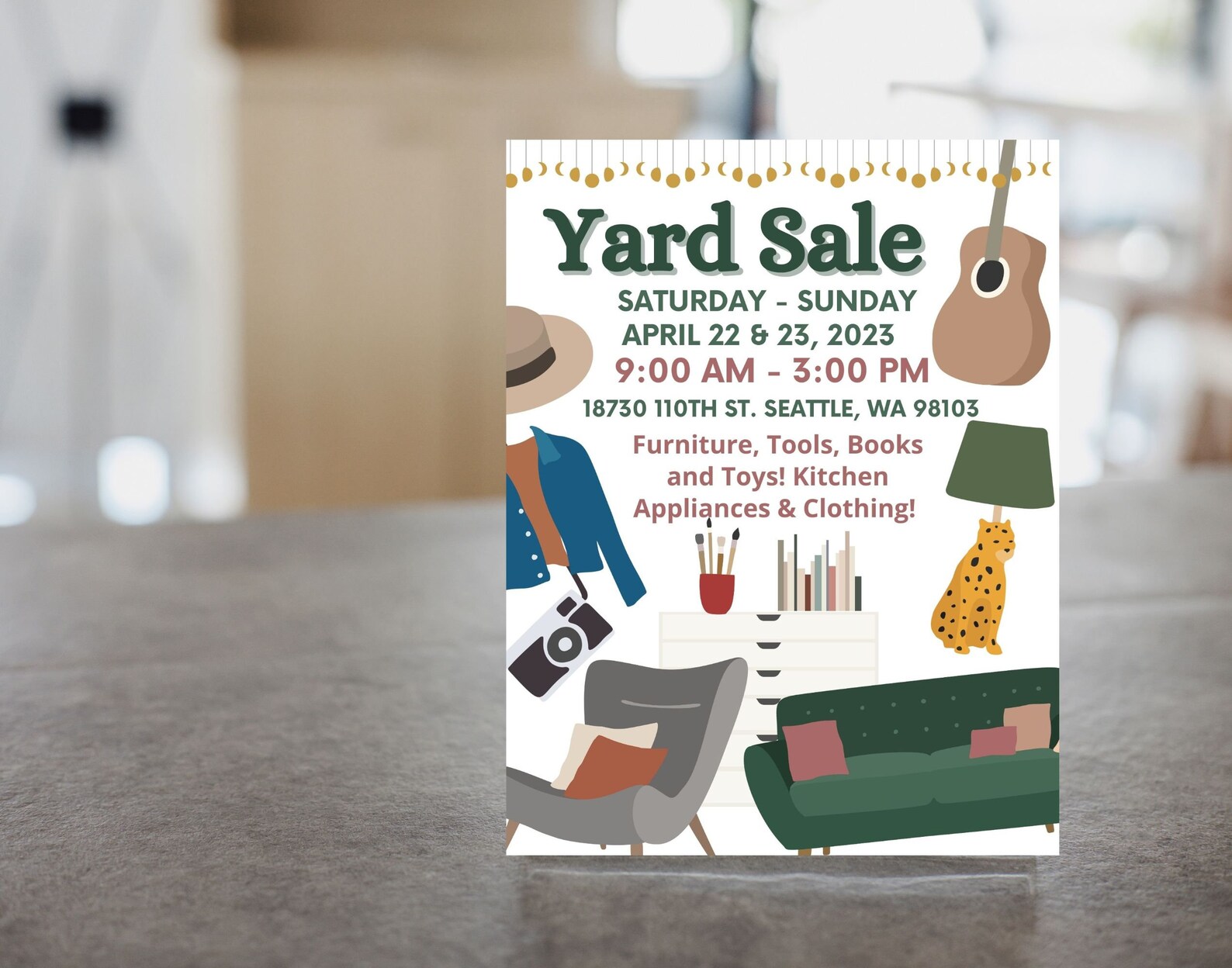 EDITABLE and Printable Yard Sale Announcement Flyer Template, Instant