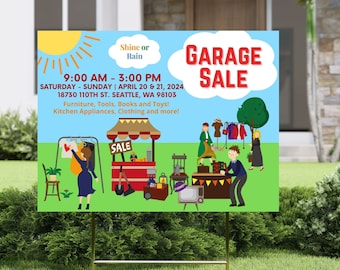 Garage Sale Yard Sign Template, Yard Sale Event Sign Template (Editable and Printable Digital Download)