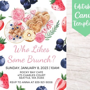 EDITABLE and Printable Who Likes Some Brunch Invitation Flyer Template, Instant Download Breakfast/Brunch Canva Flyer Template
