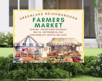 Farmers Market Event Sign Template, Editable and Printable Instant Download Farmers Market Poster Sign Template