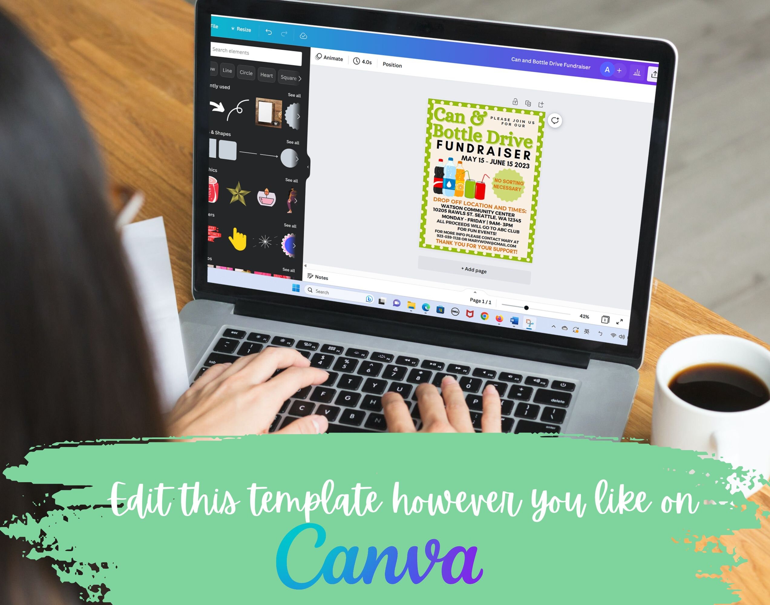 EDITABLE and Printable Can and Bottle Drive Fundraiser Flyer Template ...