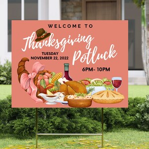 Editable and Printable Thanksgiving Potluck Dinner Yard Sign Template ...
