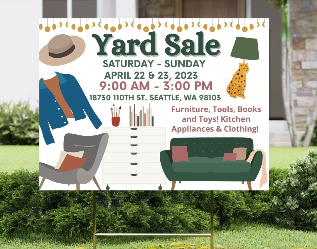 EDITABLE and Printable Yard Sale Yard Sign Template, Instant Download EDITABLE and Printable Yard Sale Yard Sign Template, Instant Download