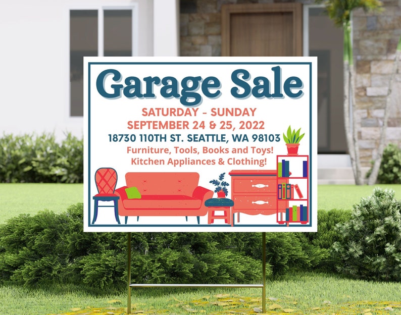 Editable and Printable Garage Sale Event Yard Sign Template, Instant