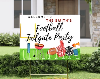 Editable and Printable Football Tailgate Party Yard Sign Template, Instant Download Football Game Tailgate Party Canva Yard Sign Template
