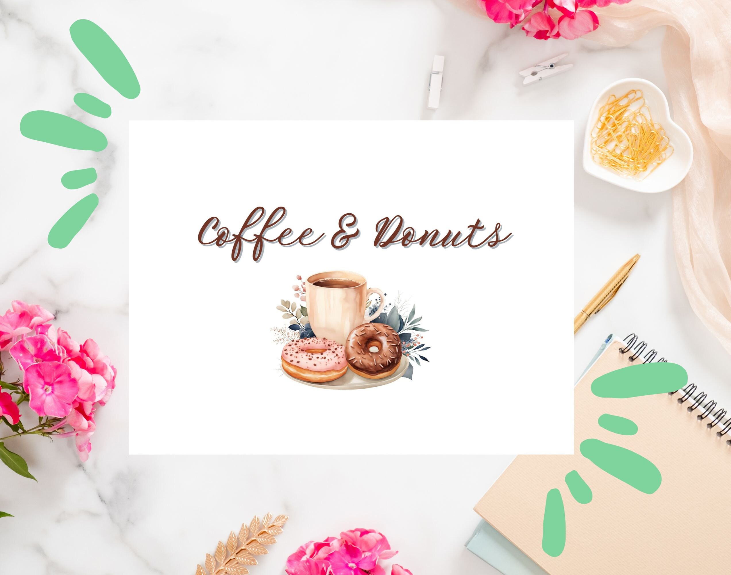 Coffee and Donuts Event Flyer and Event Sign Template Bundle editable
