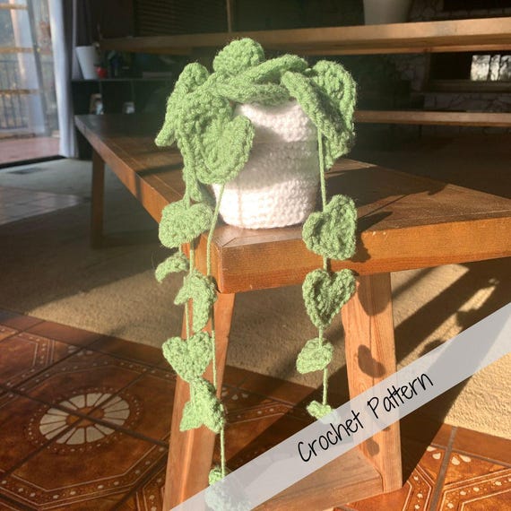 かぎ針編みのポトスの植物パターン：リアルな観葉植物の編みぐるみ