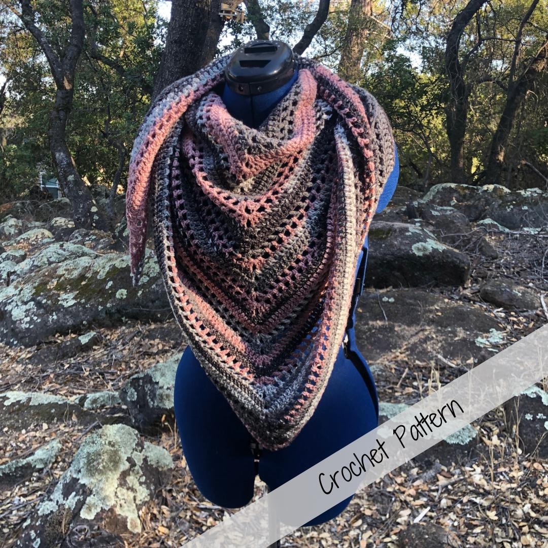 Crochet Triangle Scarf Pattern: Linear Drift Triangle Shawl Pattern ...