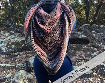 Crochet Triangle Scarf Pattern: Linear Drift Triangle Shawl Pattern (PDF Download)