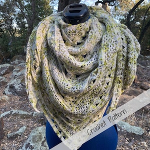 Modern Mesh Lace Shell Shawl Crochet Pattern | Textured Lightweight Wrap | PDF Instant Download