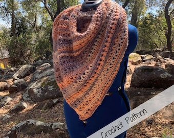 Textured Asymmetric Crochet Shawl Pattern: Easy Triangle Wrap (PDF Download)