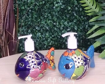 Fish Soap Dispenser | Hand Painted Mexican Talavera Ceramic Bathroom Gift Homeware