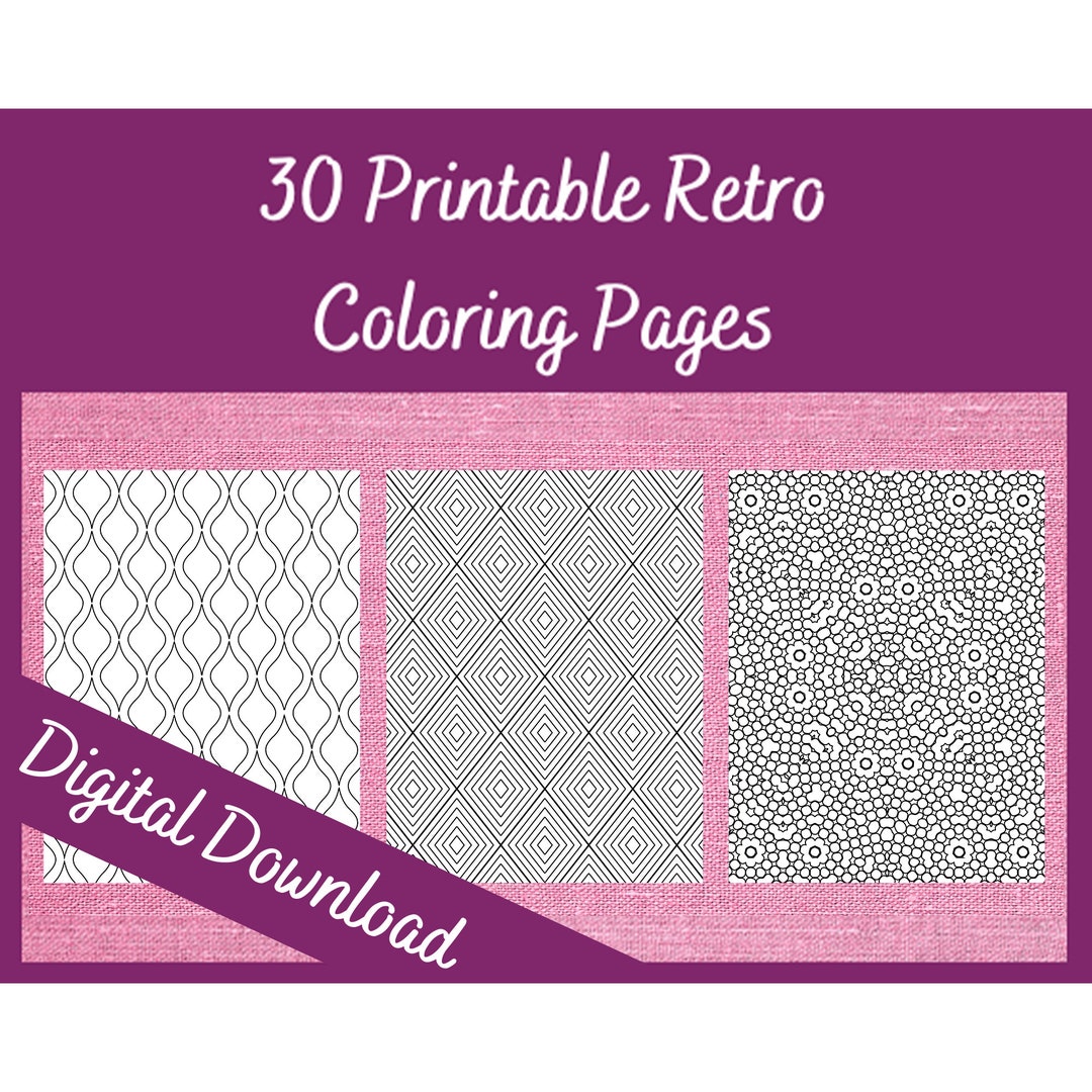 30 Printable Retro Coloring Pages Retro Coloring Page Download Digital ...