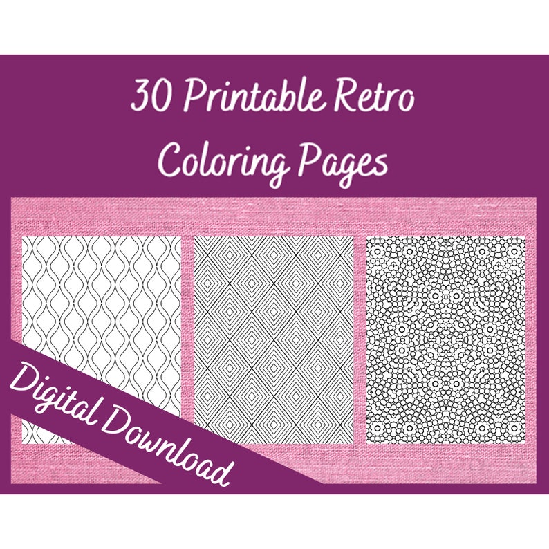 30 Printable Retro Coloring Pages Retro Coloring Page Download Digital ...