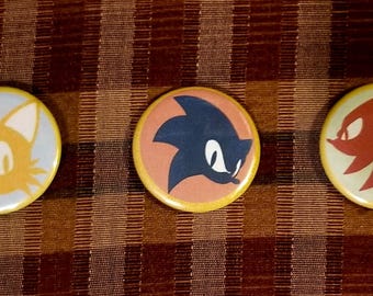 Tails, Sonic, and Knuckles buttons | Sonic pins