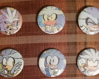 Silver the hedgehog buttons | Sonic pins