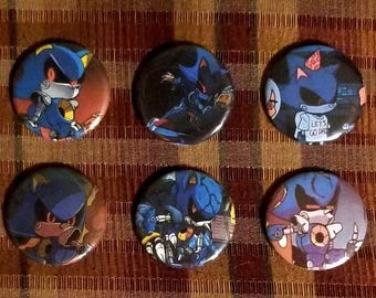 Metal Sonic buttons | Sonic pins
