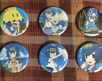 Lana buttons | pokemon sun & moon anime pins | Pokemon Pins