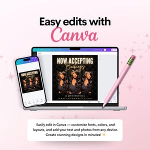 Now Accepting Bookings Flyer, DIY Gold Book Now Appointments Available Hair Stylist Lash Nail Social Media Instagram Editable Canva Template image 4