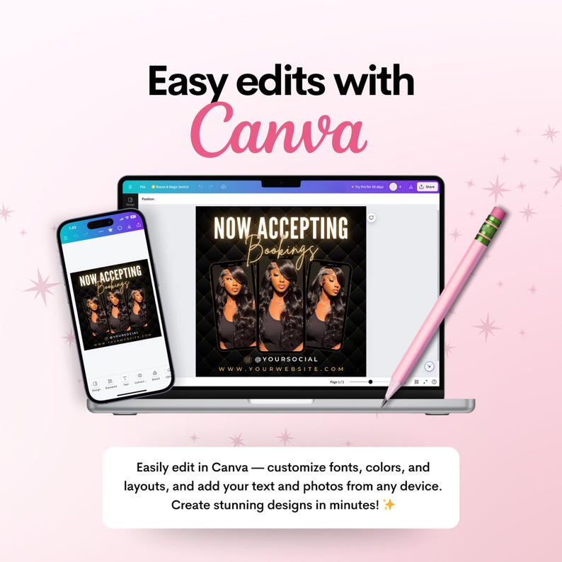 Now Accepting Bookings Flyer, DIY Gold Book Now Appointments Available Hair Stylist Lash Nail Social Media Instagram Editable Canva Template image 4