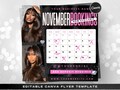 November Booking Flyer, DIY Fall Book Now Flyer, Appointments Available Beauty Hair Lashes Wigs Makeup Nails Social Media Canva Template
