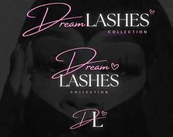 DIY Pink Lash Logo Set, Premade Small Business Logo Design, Custom Beauty Hair Salon Hairstylist Braids Branding Editable Canva Template