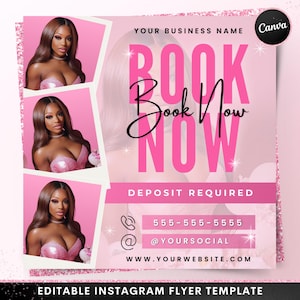 Editable Book Now Flyer, DIY Appointments Available Template, Premade Flyer Template, Hair, Lashes, Make up, Nails, Stylist, Canva Template
