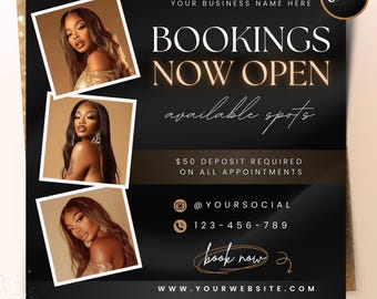 Fall Booking Flyer, DIY September Appointments Available Template, Premade Flyer Template, Hair Lashes Make up Nails Stylist Canva Template