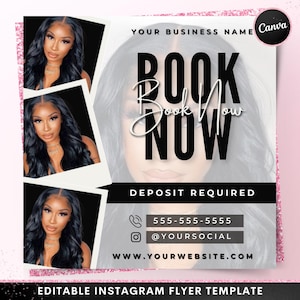 Editable Booking Flyer, DIY Appointments Available Template, Premade Flyer Template, Book Now Hair Braids Lashes Makeup Nails Canva Template