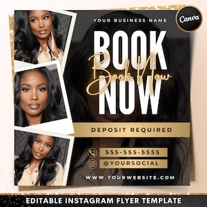 Editable Book Now Flyer, DIY Appointments Available Template, Premade Flyer Template, Hair, Lashes, Make up, Nails, Stylist, Canva Template