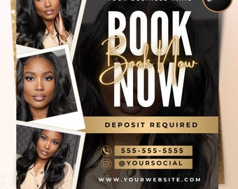 Editable Book Now Flyer, DIY Appointments Available Template, Premade Flyer Template, Hair, Lashes, Make up, Nails, Stylist, Canva Template