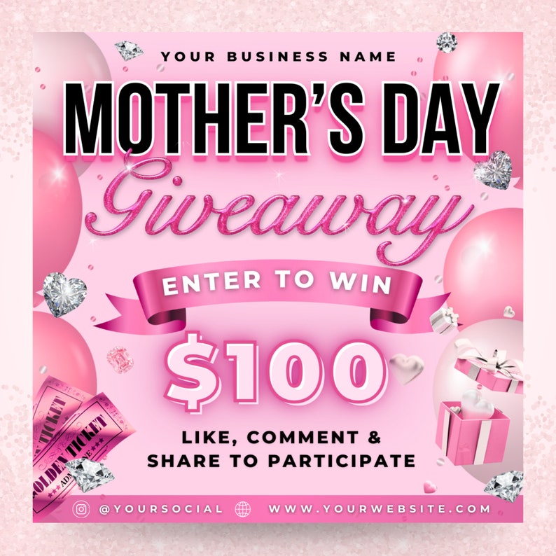 Mothers Day Giveaway Raffle Flyer, DIY Mother's May Ticket Contest Beauty Hair Lashes Wigs Braids Nails Social Media Editable Canva Template image 2