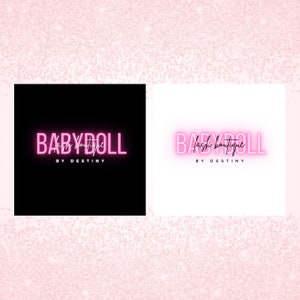 DIY Pink Neon Logo, Premade Hairstylist Small Business Logo Design, Beauty Salon Lash Boutique Hair Stylist Branding Editable Canva Template image 4