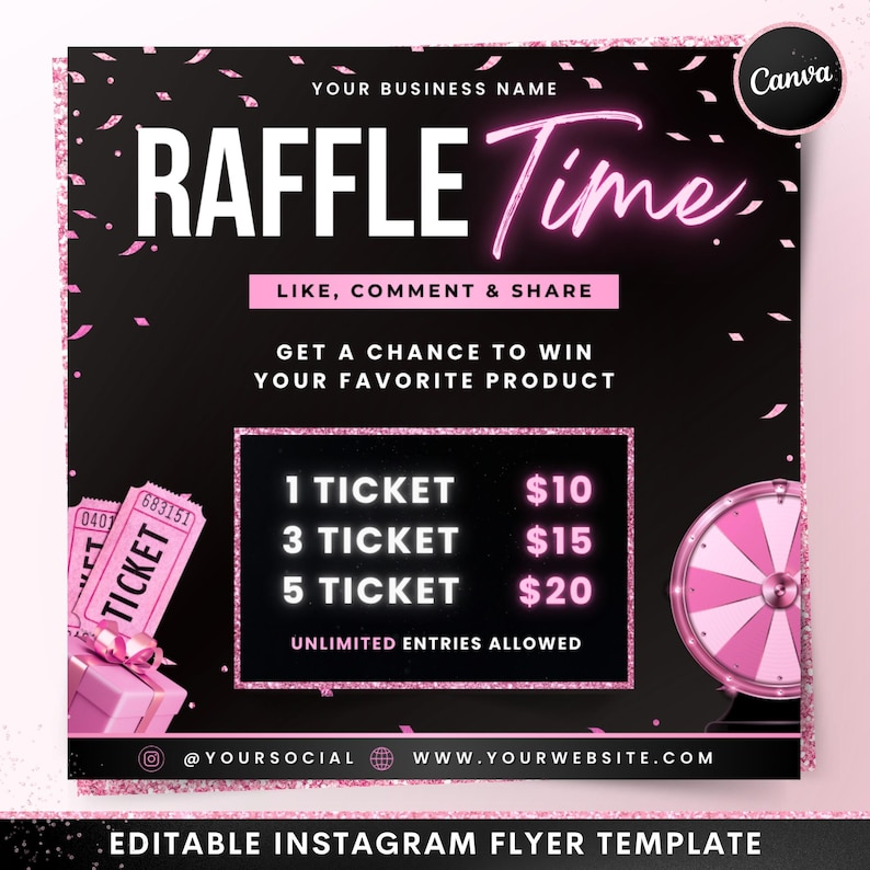 Raffle Flyer Canva Template, Editable Lash Hair Nail Salon Giveaway ...